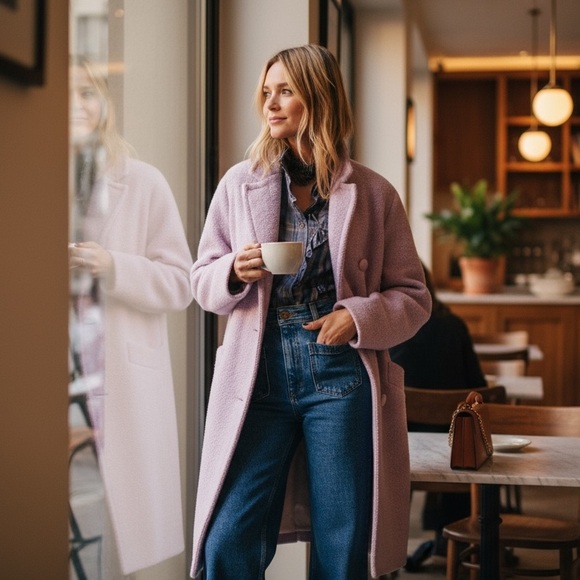 Sézane Jane Shirt in Blush Check Print FR 36 / US 4 - Picture 7 of 8